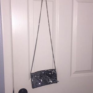 Silver and Black Sequin folding Crossbody